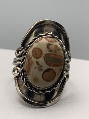 Alpaca Leopardita Statement Ring Made in Peru Artisan Crafted sz 8.5 Adjustable