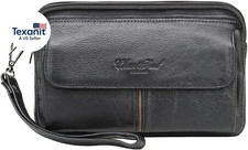 Leather Clutch Purse Wallet for Men Organizer Holder Wrist Bag Organizer, Hold
