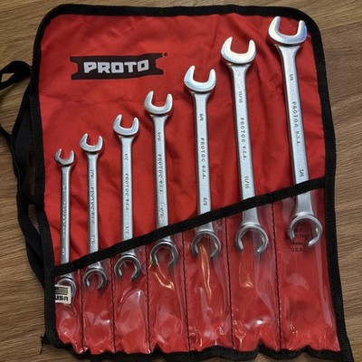 Proto Tools USA Satin Finish 7 Piece SAE Flare Nut Wrench Set 6-Point 3/8 -3/4 