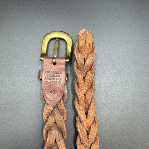 Argentina Full Grain Cowhide Braided Leather Belt Brass Buckle 1" wide SZ 40 EUC - Picture 5 of 6