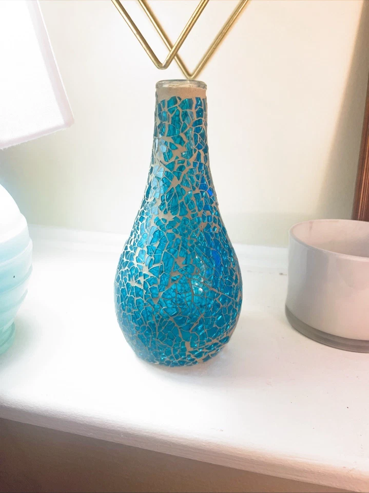 Mediterranean Mosaic Ceramic Blue Vase Beach Summer - Image 2 of 3