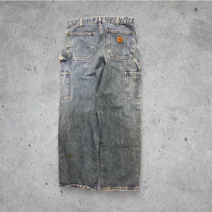 Vintage Blue Carhartt Distressed Double Knee 34/30 thumbnail 2