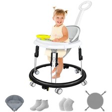 Foldable 5-in-1 Baby Walker w/ Wheels, Adjustable Height, Music Tray, Boys  Gir