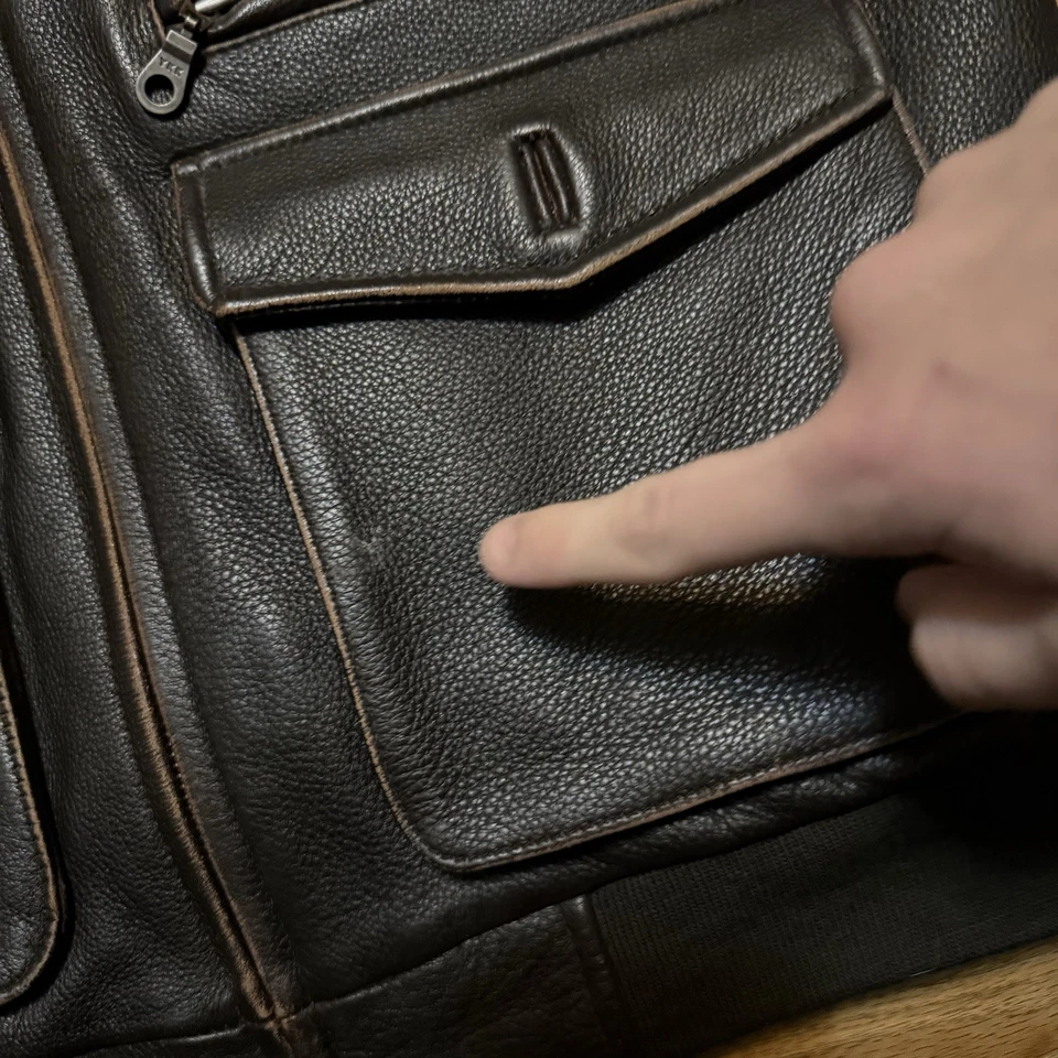 Vintage Daniel Cremieux Wool Collar Aviator Genuine Leather Jacket Men’s M/S - Image 2 of 4