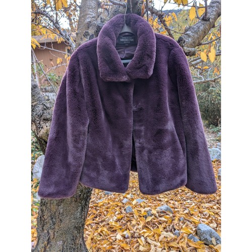 Donna Salyers Fabulous Furs, Plum XL Giacca Pelliccia Ecopelliccia, Incredibilmente Morbida - Foto 1 di 7