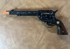 Nichols Black Stallion 45 Mark II Cap Gun 5 Rounds Brown Grip read 