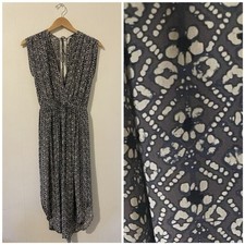 Ulla Johnson 100% Silk Gray Floral Midi Dress Sleeveless Wedding Cocktail Size 2