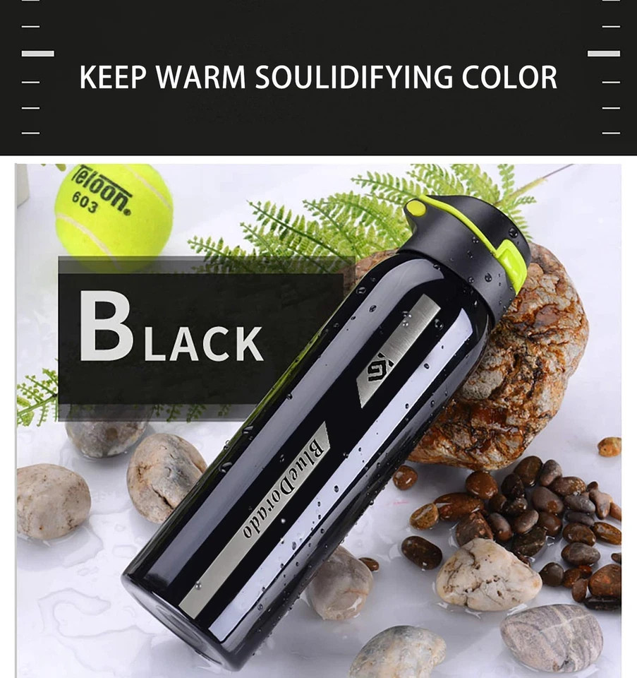 Stainless Steel Cycling Mug, Insulated Bike Water Bottle with Straw Lid & Fle...