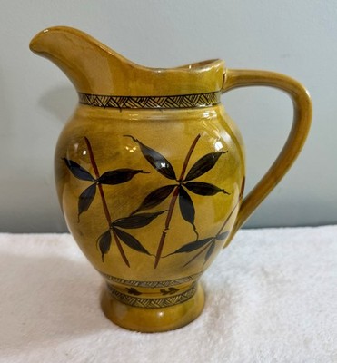Formalities By Raum Rios Pottery Pitcher With Botanical Theme. 9 Tall.