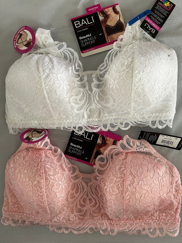 BALI Bras Lot of 2 Lace Desire Women's Shaping & Support Wireless DF6591 SZ XL