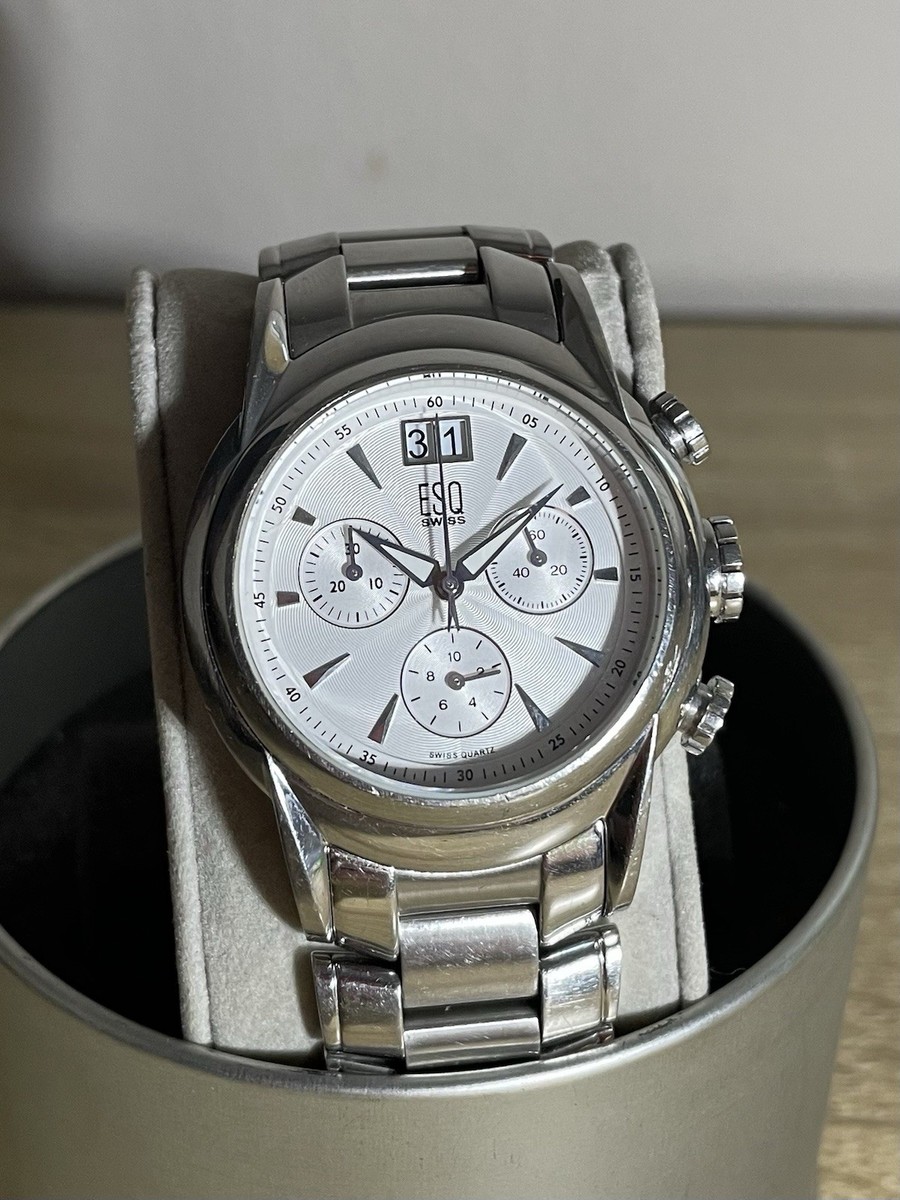 ESQ by movado swiss E5290 クロノグラフ　クォーツA49 ESQ Stainless Steel Chronograph Mens 35mm Watch #E5290 | eBay