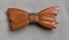 Vintage Bakelite Butterscotch Bow Hair Clip Barrette