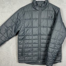 Under Armour Jacket Mens Medium Grey ColdGear Infrared Puffer Quilted Full Zip