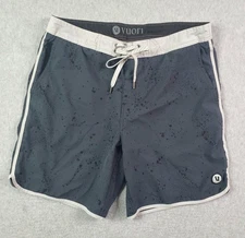Vuori Cruise Boardshorts Men's Size 34 Gray Splatter Print Drawstring 7" Inseam
