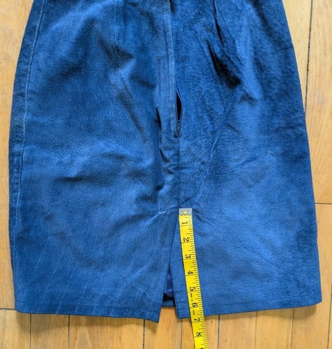 Vintage 100% Genuine Leather Suede teal Blue Skirt XS/S indie western style - Picture 9 of 10