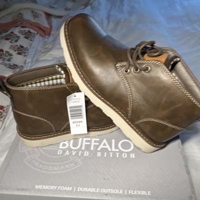 Buffalo David Bitton Men's Brown Chukka Boots Memory Foam Flexible Lace Up 8.5