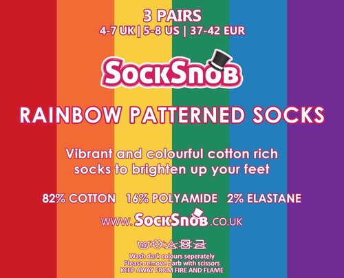 Socke Snob - 3er-Pack bunt gestreift Baumwolle Kleid Crew Regenbogensocken für Herren Damen - Bild 5 von 20