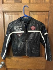 H M Youth Kids Leather Jacket - Land of Leaders Size 7-8Y
