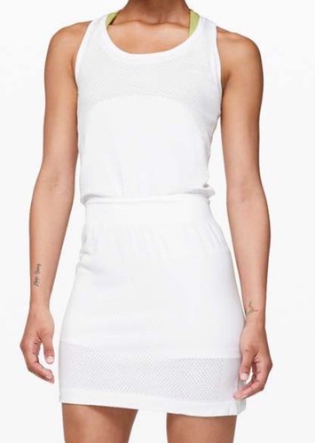 Lululemon Flex On Court Kleid Tennis weiß gekreuzte Träger ärmellos Damen 4