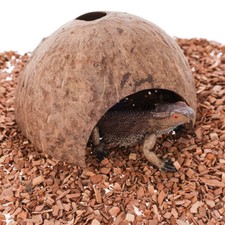Hiding Cave Shelter Reptile Natural Coconut Shell Small Animal House Snake Pet