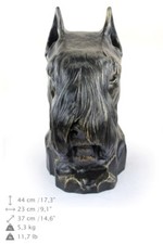 Schnauzer cropped, dog head urn made of Resin, ArtDog, USA