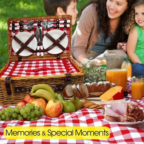 Nature Gear Upgraded 4 Person XL Picnic Basket (4 Person, Red & White) - Picture 6 of 6