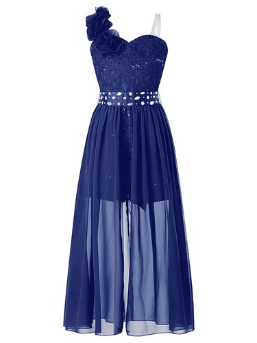Kids Girls Sequin Pageant Prom Ball Gowns High Low Chiffon Wedding Party Dress - Picture 12 of 78