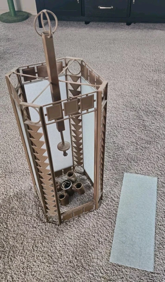 Lámpara de araña grande Southwestern de vidrio y acero  Foto 2 de 4