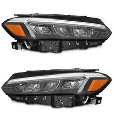 WEELMOTO Pair Headlights For 2022-2025 Honda Civic Black Trim Full LED Headlamps