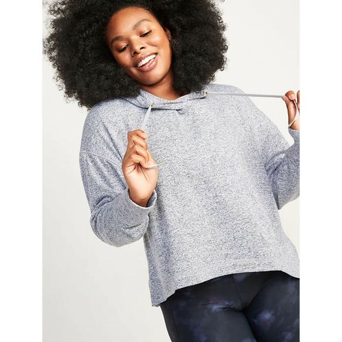 Loose Cropped Sweater Knit Hoodie Size 