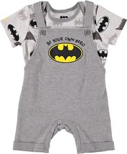 DC Comics   Justice League Baby Boys' Batman 2-piece Shortall Set   12M-24M
