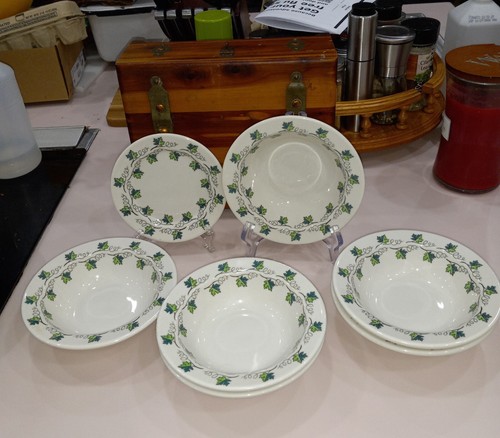 Vintage Syracuse China Concord Ivy 6 Small Bowls 1 Bread & Butter Plate - Picture 24 of 24