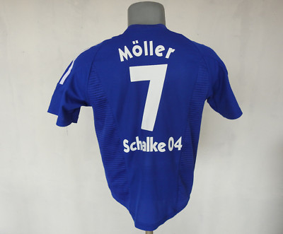 Schalke 04 2002 Home Jersey #7 Moller Adidas Blue Shirt Size Boys