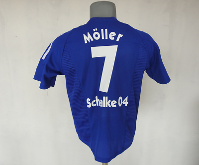 Schalke 04 2002 Home Jersey #7 Moller Adidas Blue Shirt Size Boys