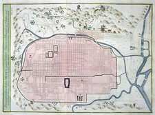 1730 Japan: Ichnographia Urbis Miaco - City of Kyoto, by John Gaspar Scheuchzer