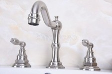 Brushed Nickel Widespread Bathroom Sink Faucet 2 Handles Vanity Basin Mixer Tap