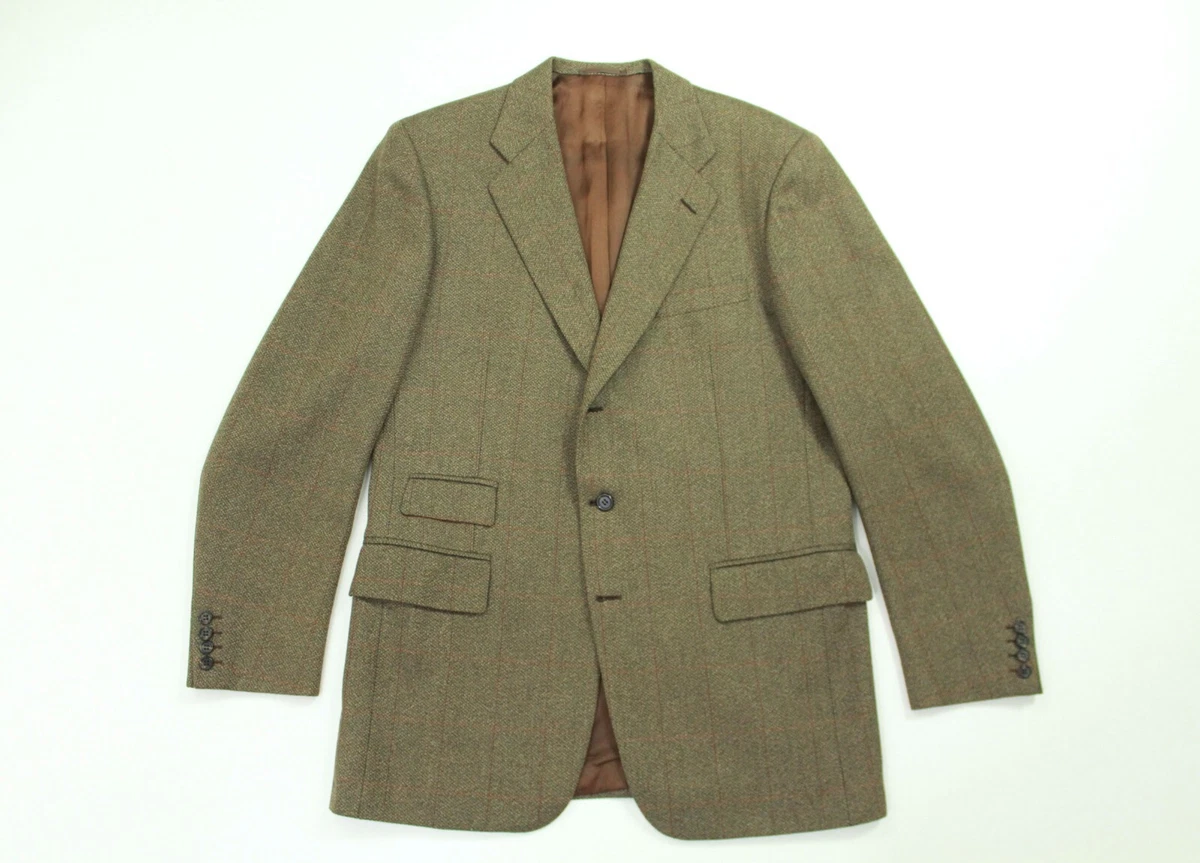 VTG Chester Barrie Brown Windowpane Tweed 3 Roll 2 Button 2 Vent Sport Coat  42 | eBay