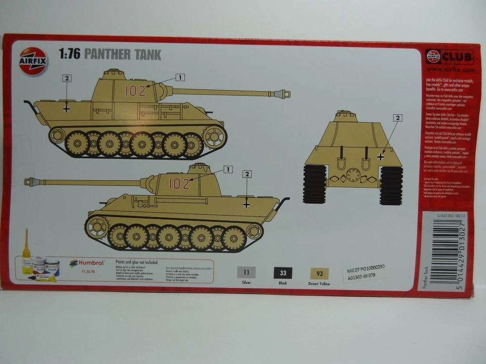 AIRFIX KIT SCALA 1/72 CODICE  A01302 PANTHER TANK  PANZER DIVISION  WWII - Immagine 3 di 4