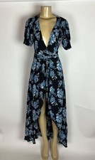 Reformation Mollie Wrap Midi Dress Blue Floral Womens XS