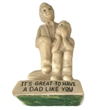 Vintage Father Son Figurine OW&R Berries Co 1971 Made In the USA Good Condition