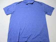 Nike Mens Size L Polo Shirt Blue Dri-Fit Short Sleeve Collared Buttons Logo Golf