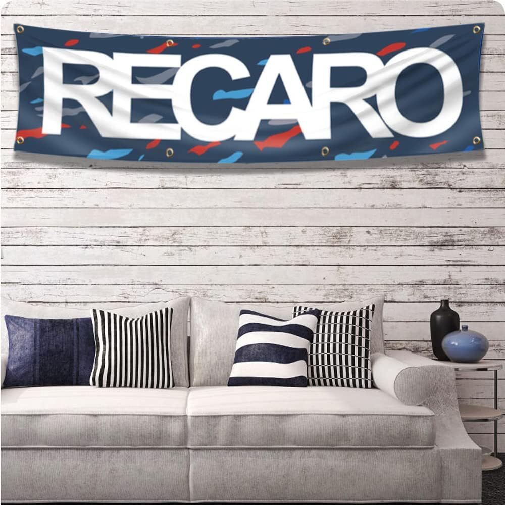 Recaros Motorsport Seats Banner Flag (2x8ft,150D Poly,Vivid Color) Garage... 