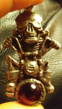 80'S VINTAGE RED MAGIC BALL SKELETON BIKER- HEAVY METAL- BIKER- MOTORCYCLES