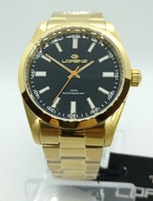 OROLOGIO UOMO LORENZ ORO PVD CASSA E BRACCIALE,QUADRANTE NERO, DIAMETRO 41mm