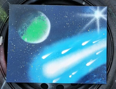 The Blue Comet 11x14 Inch Canvas, Original Work Signed. 