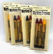 Vintage Staonal All-Purpose Marking Crayons Binney & Smith No. 2 - Lot 4 Pkg NOS