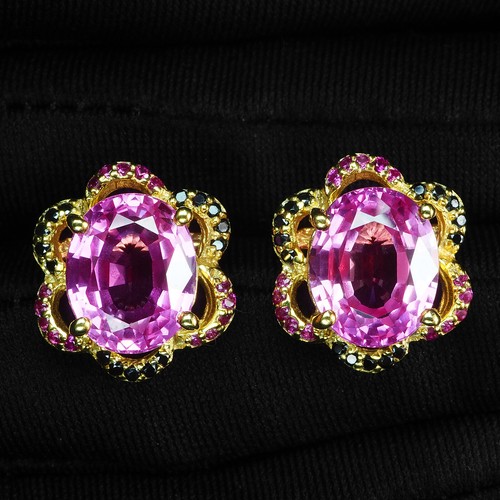 Charming Bubblegum Pink Sapphire 12Ct 925 Sterling Silver Handmade Stud Earrings