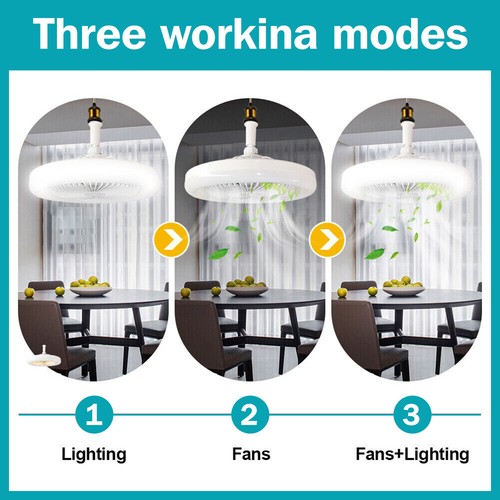 AU Fan with Light Adjustable Bedroom Living Room Fan Lamp Modern E27 Led Ceiling - Picture 4 of 14