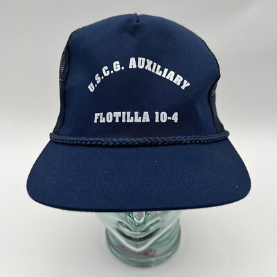 US Coast Guard Auxiliary Vintage 80s Snapback Hat USCG Navy Blue