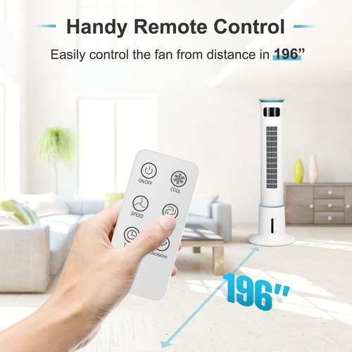 43-Inch Electric Oscillating Tower Fan with Remote Control & Mist Function White - Picture 5 of 7